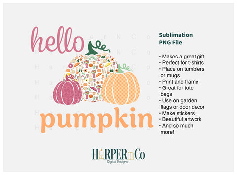 Hello Pumpkin 7 SVG PNG Cut EPS File SVG HarperNCo 
