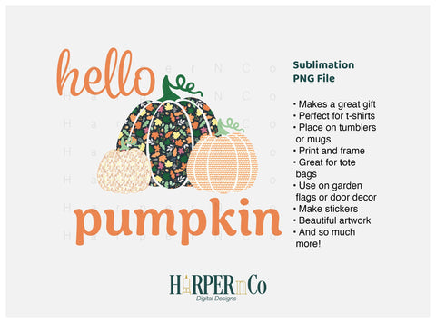 Hello Pumpkin 8 SVG PNG Cut EPS File SVG HarperNCo 