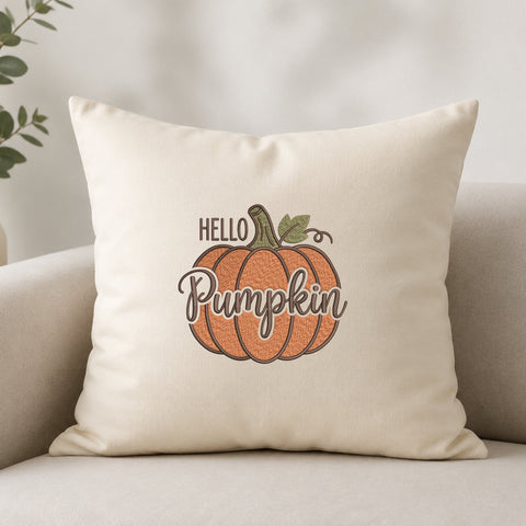 Hello Pumpkin Embroidery Design – Fall Pumpkin Machine Embroidery File, Autumn Thanksgiving Shirt Design Embroidery/Applique DESIGNS PatternFeed8 