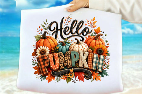 Hello Pumpkin Fall PNG Clipart Sublimation SVGArt 