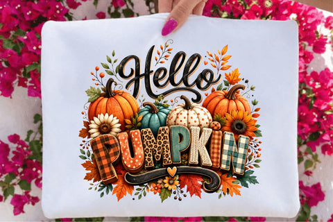 Hello Pumpkin Fall PNG Clipart Sublimation SVGArt 