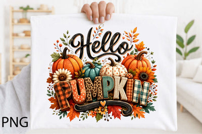 Hello Pumpkin Fall PNG Clipart Sublimation SVGArt 