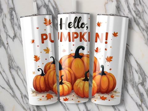 Hello Pumpkin Fall Tumbler Wrap Sublimation png Sublimation Luvleigh Digitals 