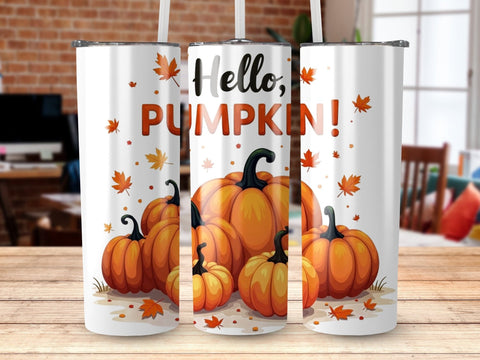 Hello Pumpkin Fall Tumbler Wrap Sublimation png Sublimation Luvleigh Digitals 