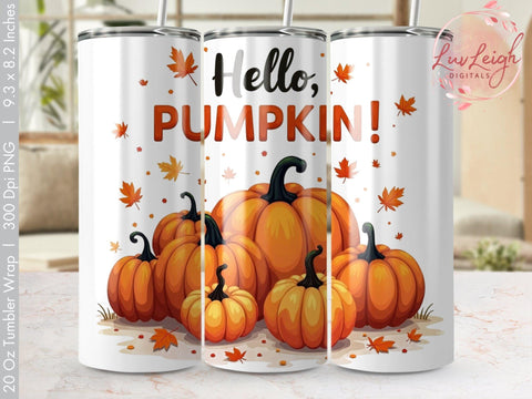Hello Pumpkin Fall Tumbler Wrap Sublimation png Sublimation Luvleigh Digitals 