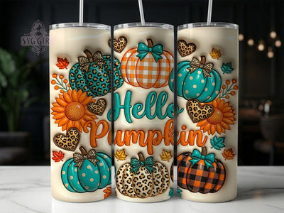 Hello Pumpkin Puffy 20oz Tumbler, Hello Pumpkin, Pumpkin Puffy, Puffy Pumpkin, Pumpkin Tumbler, 20oz Tumbler, Fall Tumbler, Tumbler Wrap Sublimation SvggirlplusArt 