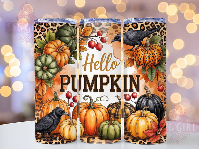 Hello Pumpkin Spice Fall Tumbler Wrap, Fall Tumbler Png, 20oz Skinny Tumbler, Autumn Tumbler Wrap, Sublimation Download, Pumpkin Spice Vibes, Harvest Tumbler Design Sublimation SvggirlplusArt 