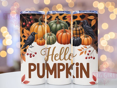 Hello Pumpkin Spice Fall Tumbler Wrap, Fall Tumbler Png, 20oz Skinny Tumbler, Autumn Tumbler Wrap, Sublimation Download, Pumpkin Spice Vibes, Harvest Tumbler Design Sublimation SvggirlplusArt 