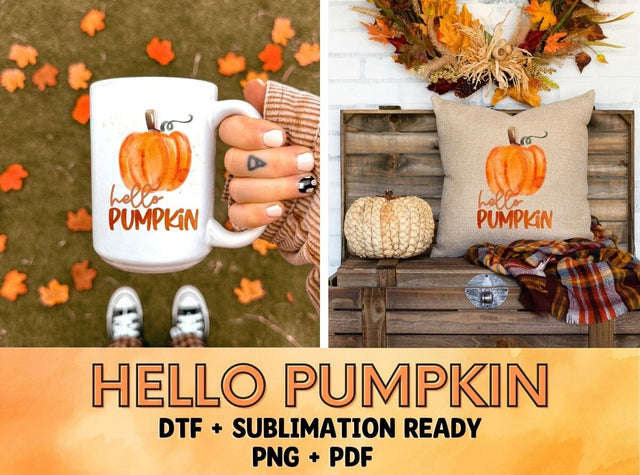 Hello Pumpkin Sublimation DTF Ready PNG PDF | VIP Extended Use License SVG So Fontsy VIP Design Shop