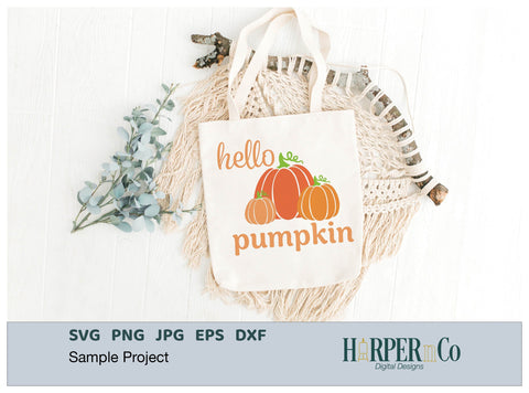 Hello Pumpkin SVG PNG Cut EPS File SVG HarperNCo 