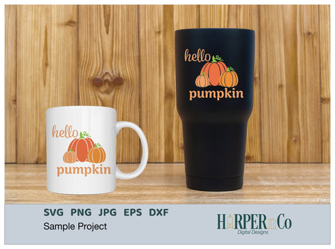 Hello Pumpkin SVG PNG Cut EPS File SVG HarperNCo 
