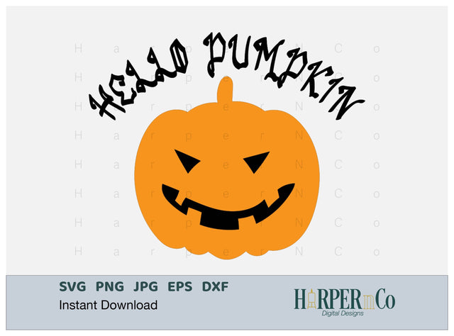 Hello Pumpkin SVG PNG Cut EPS File SVG HarperNCo 