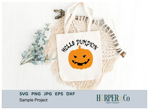 Hello Pumpkin SVG PNG Cut EPS File SVG HarperNCo 