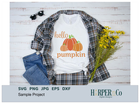 Hello Pumpkin SVG PNG Cut EPS File SVG HarperNCo 