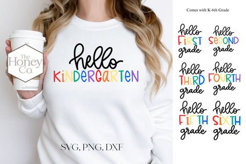 Hello School Grades SVG PNG DXF Bundle Teacher SVG The Honey Company 