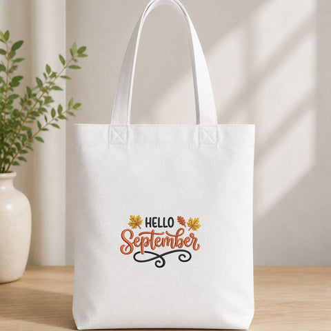 Hello September Machine Embroidery Design – Fall Leaves Autumn Embroidery File Embroidery/Applique DESIGNS PatternFeed8 