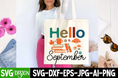 Hello September SVG Cut File, Hello September Sublimation PNG, Fall Farmhouse SVG Cut File , Fall Farmhouse SVG Quotes , Fall SVG Cut File, Autumn SVG Cut File SVG BlackCatsMedia 