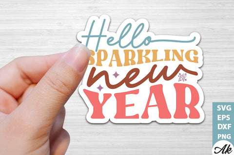 Hello sparkling new year Stickers Design SVG akazaddesign 