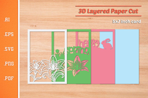 Hello Spring - 3D Layered Paper Cut SVG 2 SVG Slim Studio 