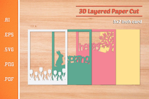 Hello Spring - 3D Layered Paper Cut SVG SVG Slim Studio 