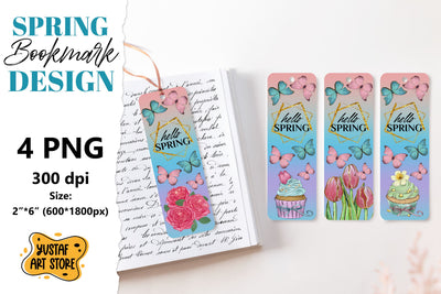 Hello Spring Bookmark printable. Butterfly bookmark 4 design Sublimation Yustaf Art Store 