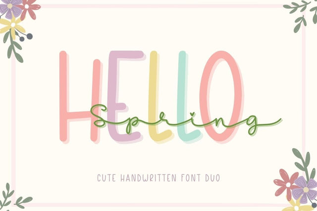 Hello Spring - Cute Font Duo Font AnningArts Design 