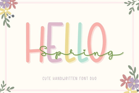 Hello Spring - Cute Font Duo Font AnningArts Design 
