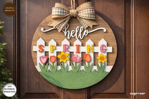 Hello Spring Door Sign Laser Cut SVG SvgOcean 