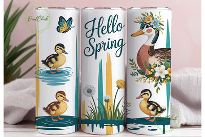 Hello Spring Ducks 20oz Tumbler Wrap Sublimation PixelChick 