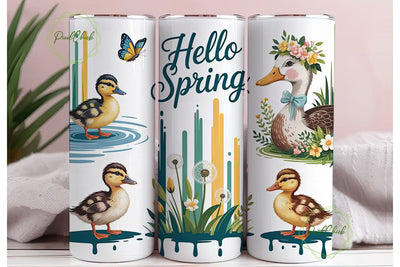 Hello Spring Ducks 20oz Tumbler Wrap Sublimation PixelChick 