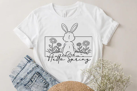 Hello Spring, Easter Bunny Svg Sublimation T-shirt Design SVG FiveStarCrafting 