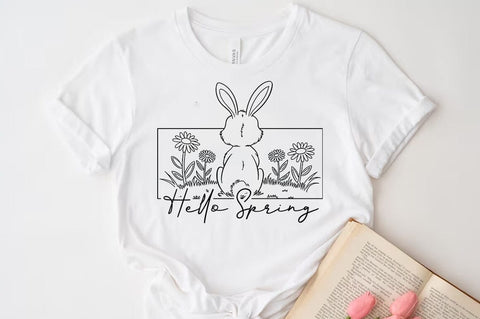 Hello Spring, Easter Bunny Svg Sublimation T-shirt Design SVG FiveStarCrafting 