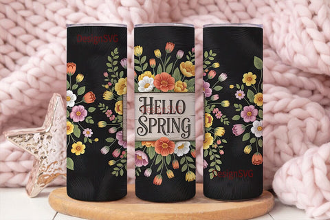 Hello Spring Floral 20oz Tumbler Wrap Sublimation DesignSVG 