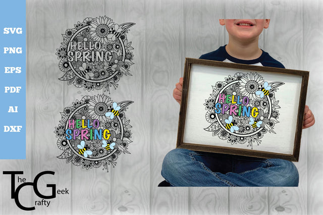 Hello Spring Floral Zentangle SVG SVG The Crafty Geek 