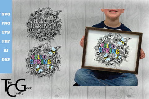 Hello Spring Floral Zentangle SVG SVG The Crafty Geek 