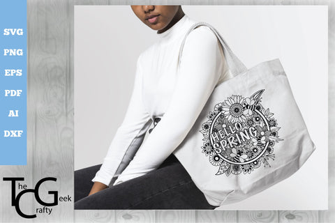 Hello Spring Floral Zentangle SVG SVG The Crafty Geek 