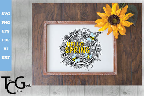 Hello Spring Floral Zentangle SVG SVG The Crafty Geek 