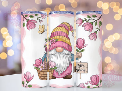 Hello Spring Gnome 20oz Tumbler, Cute Gift, Sublimation Wrap, Cartoon Mug, 20oz Tumbler Design, Spring Gnome Art, Seasonal Theme Sublimation ToriDesigns 