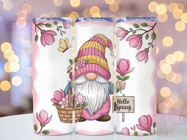 Hello Spring Gnome 20oz Tumbler, Cute Gift, Sublimation Wrap, Cartoon Mug, 20oz Tumbler Design, Spring Gnome Art, Seasonal Theme Sublimation ToriDesigns 