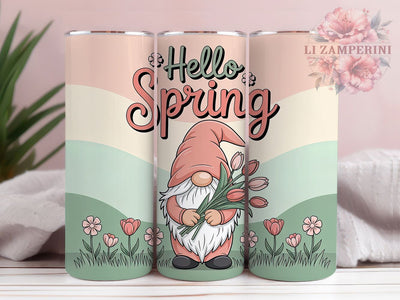 Hello Spring Gnome 20oz Tumbler, Hello Spring Quote, 20oz Tumbler Sublimation, Cute Gnome PNG Wrap, Seasonal Cup Design, Springtime Sublimation Wrap, Digital Gnome Sublimation Sublimation Li Zamperini 