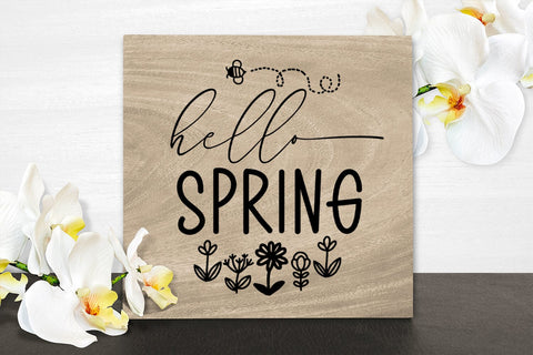 Hello Spring I Spring Door Sign SVG I Spring Sign SVG SVG Happy Printables Club 