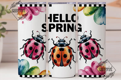 Hello Spring Ladybug 20oz Tumbler Wrap Sublimation sassyprint 