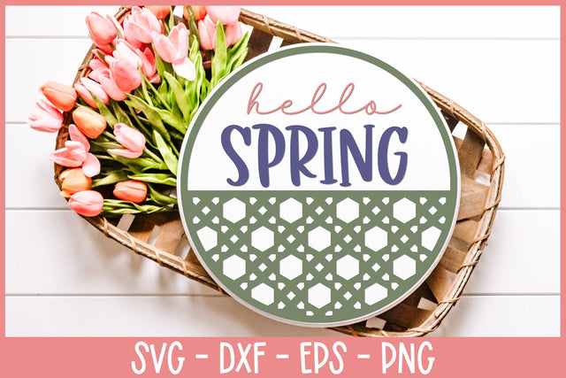 Hello Spring Round Sign SVG SVG B Renee Design 