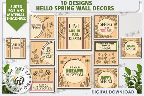 Hello Spring Wall Decor Laser Cut Bundle. Welcome Spring SVG SVG Evgenyia Guschina 