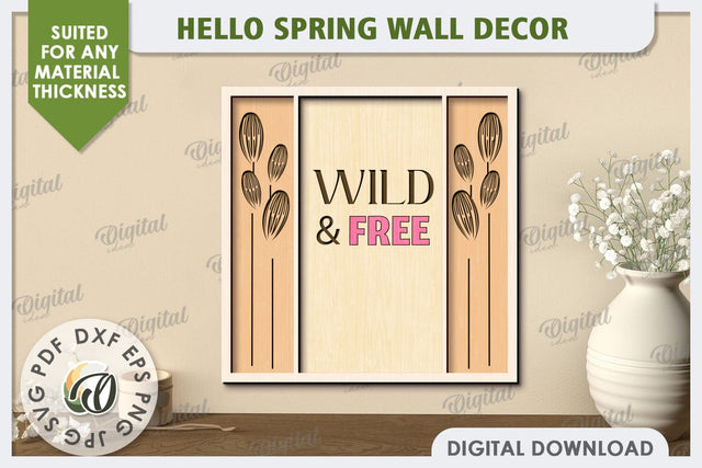Hello Spring Wall Decor Laser Cut. Welcome Spring SVG SVG Evgenyia Guschina 