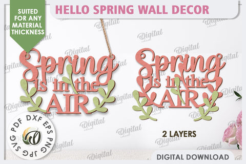 Hello Spring Wall Decor Laser Cut. Welcome Spring SVG SVG Evgenyia Guschina 