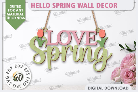 Hello Spring Wall Decor Laser Cut. Welcome Spring SVG SVG Evgenyia Guschina 