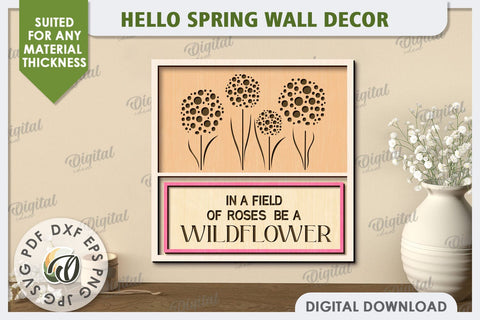 Hello Spring Wall Decor Laser Cut. Welcome Spring SVG SVG Evgenyia Guschina 