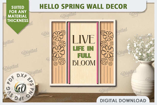 Hello Spring Wall Decor Laser Cut. Welcome Spring SVG SVG Evgenyia Guschina 