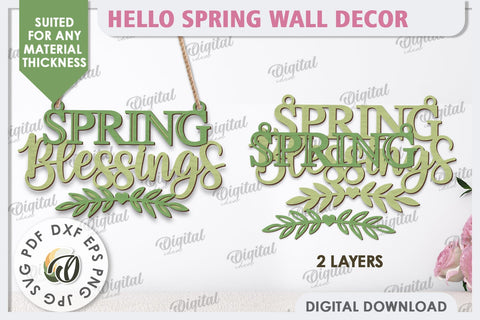 Hello Spring Wall Decor Laser Cut. Welcome Spring SVG SVG Evgenyia Guschina 